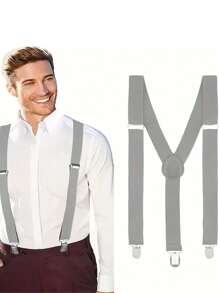 Solid Color Men Suspender With 3 Strong Clips Adjustable Braces Suitable For Teen Summer Casual Outdoor Athletic Or Vacation Travel Or Graduation Gifts Or Birthday Dress Accessories Or Daily Wear