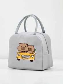 1 件时尚水纹保温午餐袋，便携式大容量午餐手提袋，防水轻便牛津布手提包，适合日常使用和户外野餐