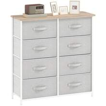 Commode à 8 tiroirs en tissu, meuble de rangement pour chambre, cadre en métal, pour canapé, salon, gris foncé