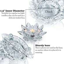 1Pc Crystal Lotus Flower Tealight Candle Holders/Glass Tea Light Candlestick Decor Decoration For Christmas Home Wedding Party - Multicolor - View 11