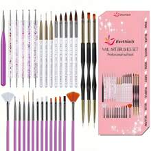 31pcs Professional Nail Art Brush Set - 3D Builder Gel Brush, Acrylic Drawing Pen, Salon-Quality Design Tools For Home Manicure And Salon Use