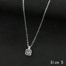 4pcs/Set Cuboid Shiny Zirconia Inlaid Stud Earrings & Pendant Necklace & Ring Elegant Luxury Style Delicate Female Gift - Multicolor - View 14