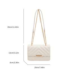 1个时尚纯色压纹翻盖链条迷你单肩包 - 白色 - 查看 4