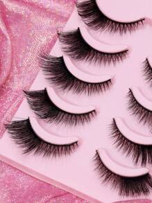 AYRMILLA Lashes 5 paar wimpersets Wimperborstel Natuurlijke valse wimpers Fluffy Soft Dramatische 3D nertsenwimpers Lange, luchtige wimpers Meerlaags Kort Dik Nepwimpers Extension Bulk Nepwimpers Make-upproducten Comfortabel om te dragen Handgemaakt Bovenste wimpers Gevleugelde uiteinden Oogverlenging Natuurlijke realistische wimpers Volle wimpers Langdurig volume Populaire make-up beautytool