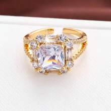 1 件时尚合成锆石嵌入式戒指，优雅百搭的时尚女士指环