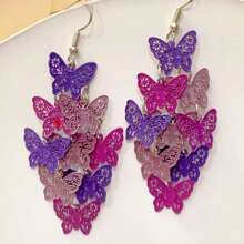 Un par de pendientes bohemios de borla con mariposa colorida de moda y sencillos, ideales para el Día de la Madre, vacaciones, cumpleaños, uso diario, joyería exquisita, pendientes para mujer