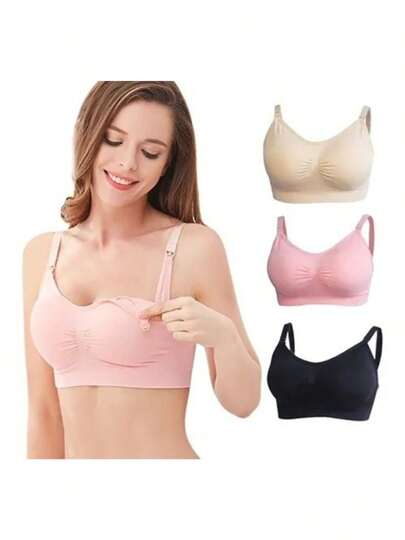 3PCS/set Ropa Interior de Maternidad Sin Anillo de Acero Botón de Apertura Frontal Anti-Flacidez Ropa Interior Transpirable