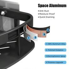 Organizador de almacenamiento de maquillaje para baño, estantería de aleación de aluminio para champú, estantería de ducha, accesorios de baño, estantería de pared sin taladro, decoración de baño, organizador de maquillaje de verano - Parche de tornillo 2 piezas - Ver 3