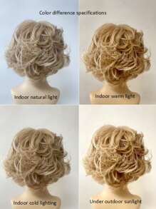 [Natural Charm] Elegancka 10-calowa blond krótka falowana peruka typu bob dla kobiet - obszerne syntetyczne włosy z grzywką, idealne do codziennego noszenia i na specjalne okazje, peruka z krótkich włosów