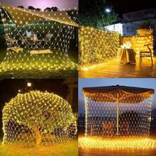 One Piece Of Solar Light Net, Waterproof Solar Light, 8 Lighting Modes, Fenced Lights For Garden, Garden Lawn Shrub, Fence, Indoor And Outdoor Party Decoration (Multi-Color)