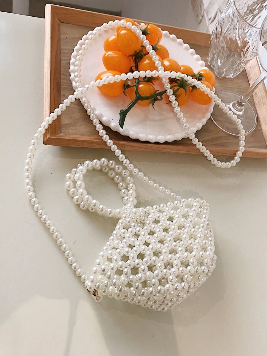 Children's Pearlweed Basket Handbag Including Shoulder Strap