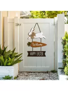 1 件复活节兔子悬挂木制家居欢迎门牌节日悬挂牌
