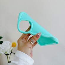 1pc Colorful Simple Macaron Material 3D Wavy Mint Green Matte European American Dream-Like Pastel Color Full Coverage Anti-Fall Fresh Cream Wave Style Cell Phone Case, Compatible With Apple/ Waterproof Shockproof Scratch Resistant,International Version, Not The Domestic Version - Green - View 5