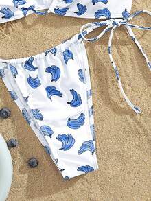 PEPPERMOLLY 全新柔软印花吊带优雅派对比基尼套装，夏季海滩时尚女士泳装，蓝色 - 藍色 - 查看 5