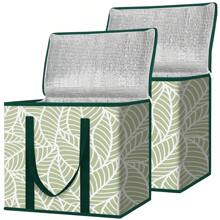 2Pk Insulated Reusable Grocery Bags, Collapsible Cooler Bag For Groceries, Heavy Duty Large Insulated Bag - Antique Foliage - View 1