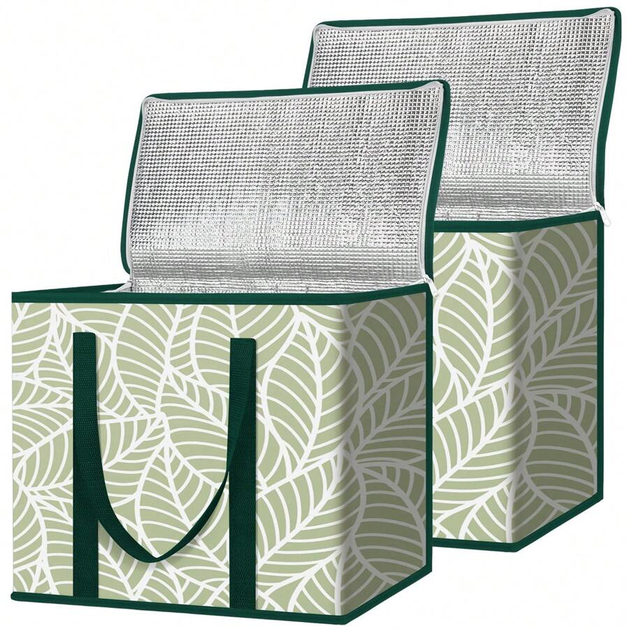 2Pk Insulated Reusable Grocery Bags, Collapsible Cooler Bag For Groceries, Heavy Duty Large Insulated Bag - Antique Foliage - View 1