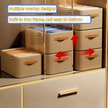 1 Pc Multifunctional Foldable Storage Basket With Handle, Suitable For Organizing Pants, Socks, Clothes, Blankets, Space-Saving For Wardrobe, Bedroom, Dorm, Practical Home Storage Assistantbedroom,Organizer,Organiser,Home Storage,White T Shirt Women,Black Pants Women,Ladies Winter Clothes,Dress,Winter Clothes For Ladies,Elegant Woman Dresses,White Shirt For Ladies,Long Sleeve,White Jumpsuit For Women,Spring Dresses For Women,Spring Outfits For Women,Spring,Spring Clothes,Minimalist,Summer Tops - Multicolor - View 11