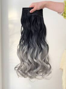 带 5 个安全夹子的金属接发 长波浪 22 英寸金色和深棕灰色 女士