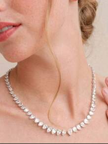 1pc Elegant Water Drop Luxury AAA+ Cubic Zirconia Wedding Party Bridal Necklace Accessories Jewelry