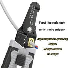 Heavy Duty Wire Strippers, Sturdy Cable Stripping Pliers For Electrician, Multi-Purpose Wire Cutter Stripper Tool - Black - View 5