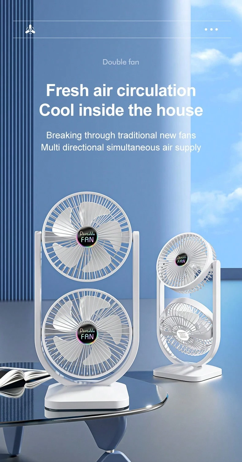 Ventilateur De Bureau Portable Mocturnity - 100 Vitesses, Rechargeable, Design Compact 6 Pouces, écran Numérique - Idéal Bureau Et Maison