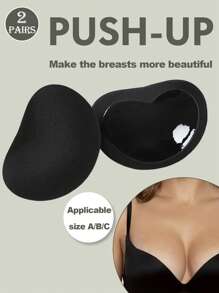 2 Pairs Of Bikini Swimsuit Underwear Heart-Shaped Sponge Self-Adhesive Thickened Breast Pads, Insert Swimsuit Bra Sea Underwear Sponge Breast Pads Small Breasts Become Big Breasts Can Prevent Sagging Sponge Heart-Shaped Pad Breast Pads Seamless And Invisible