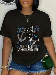 100% Cotton Casual Tshirt Cruise Aw Ship! It's Our 20th Anniversary Trip T-Shirt