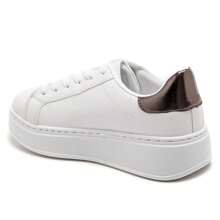 Women's White Platform Sneakers With Pattern - Modern Style And Comfort - Gunmetal - View 3