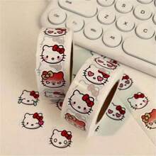 Sanrio 500pcs/Roll Sanrio Hello Kitty Stickers - Colorful Stamp Stickers For Scrapbooking, Gift Wrapping, Party Favors And DIY Crafts - Matte Finish, Reusable Sticker Roll, For Home, Office And Business Use,School Supplies,Back To School