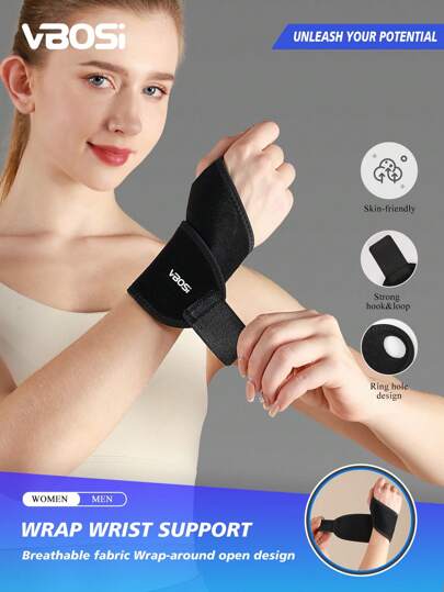 VBOSI 1 Piece Women Men Unisex Adjustable Neoprene Wrist Support Wraps Gym Wristbands For Basketball Badminton Gym Accessories