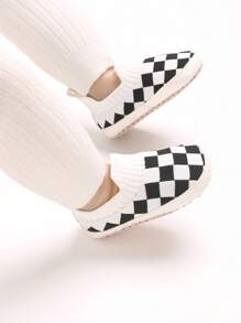 适合新生婴儿学步儿童的时尚软底休闲平底鞋，防滑且轻便 - 白色 - 查看 1