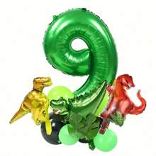 Dinosaur Party Balloon Set - 19 Foil Dinosaurs And Number Balloons, No Electricity Required, Graduation Season, Birthday And Theme Party Event Decoration Supplies - Multicolor - View 11