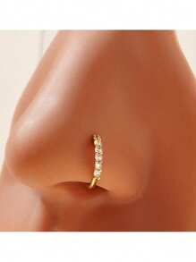 1 Pc Elegant Copper Zirconia Nose Stud - Sparkling Piercing Jewelry For Everyday Wear & Special Occasions - Nose Piercing - View 15