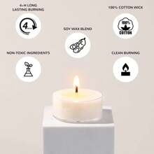 100/50/25pcs Pure Natural Soy Wax Tea Lights, 4-6 Hours Long Burning Time, Smokeless & Odorless Soy Wax Tea Candles, Ideal For Elegant & Romantic Home Use, Meditation, Anniversary, Pool, Chapel, Wedding, Church, Seasonal Celebration, And Emergency