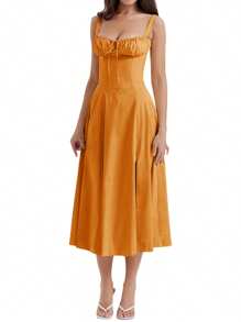 Summer Dresses For Women Y2k Sleeveless Midi Dress Bandage Formal Cocktail Prom Party A-Line Dress High Splitting Long Skirt For Nightclub Slim Fit Backless Flowy Dress Summer Vacation Beach Dress Sundress Graduation Dress French Cottagecore Floral Dress