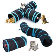 Túnel plegable para gatos, túnel para gatos de interior, túnel de juego para gatos, juguete interactivo tipo laberinto, casa de juegos para gatos, gatitos, cachorros, conejos (rosa y negro)