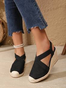 Fashion Women's Lightweight Woven Rope Criss Cross Open Toe Wedge Sandals