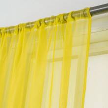 Set Of Two (2) Sheer Window Curtains Panels With Rod Pocket Drape Set Multiple Lengths (63", 84", 95", 108", 120" L) Solid Colors - 黃色 - 查看 2