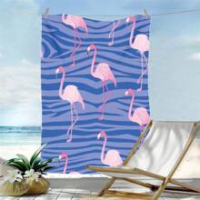 1 Pc Extra Large Flamingo Print Ultra-Soft Microfiber Beach Towel - Quick Dry, Non-Stick And Extra Plush, Skin-Friendly And Portable, Suitable For Fun Travel, Yoga, Picnic And Pool Party Summer,Holiday - Multicolor - View 6