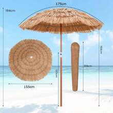 Hawaii Parasol 155cm, Straw Parasol Bendable By 30°, Beach Umbrella Height Adjustable, Raffia Parasol With 8 Ribs & 5 Layers, UV Protection, Patio Umbrella Portable Light, Table Umbrella - Camel - View 4