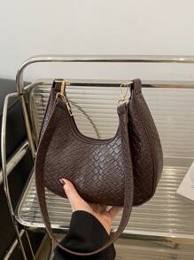 Túi xách đơn giản họa tiết dệt trơn màu thời trang, đa năng, nhẹ và thanh lịch, thích hợp để mua sắm, ví, mua sắm, phụ nữ trẻ, sinh viên đại học, người mới đến, nhân viên văn phòng. Rất thích hợp cho văn phòng, trường đại học, công việc, kinh doanh, đi làm, hoạt động ngoài trời, du lịch và đi chơi - màu nâu - Xem 5