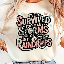 1/2/3 miếng dán truyền nhiệt "Tôi đã trải qua quá nhiều cơn bão để bị làm phiền bởi một giọt mưa", miếng dán vinyl 10" cho áo phông, áo nỉ, vải, túi xách và trang phục - Trích dẫn tích cực truyền cảm hứng để trang trí tiệc ngày lễ - Nhiều màu - Xem 5