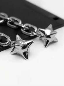 1 par de pendientes con caída de bolas de cadena de acero inoxidable, joyería unisex de estilo punk gótico