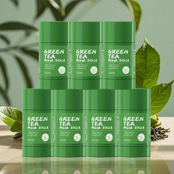 Sefralls Grüner Tee Maske Stick 40g.7pcs/set Porenlose Tiefenreinigung Maske, Mitesser Entferner mit grünem Tee Extrakt, tiefe Porenreinigung, feuchtigkeitsspendende Öl Control Grüner Ton Maske für alle Hauttypen Geschenk Festival Reise Set