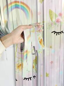 Juego de 3 cortinas de cuentas/flecos decorativas para fiestas de 100*200cm/39*78 pulgadas, con diseño de unicornio colorido, apropiadas para diferentes temas de fiestas