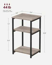 Mesita de noche, mesa auxiliar pequeña, mesita de noche alta para sala de estar, dormitorio, oficina, baño, marrón rústico y negro clásico - Beige - Ver 4