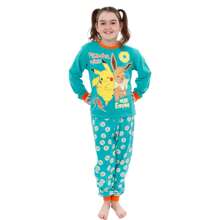 pokemon Pyjamas | Pikachu And Eevee Girls' Pyjama Sets | Long Sleeve Kids Pjs - Green - View 2
