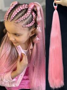 1PC KIDS Synthetic DIY Ponytail Hair With Elastic Hair Band Long Yaki Straight Hair Hair Band Ponytail Hair Extension Party Daily