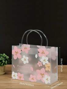 1-Pack Premium PVC Transparent Flower Shopping & Gift Bag With Handles - Plastic Tote For Clothing And Merchandise - Multicolor - View 3