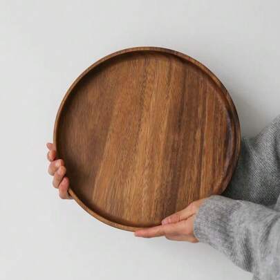 4 Sizes Round Wooden Trays Made Of Acacia Wood, Kitchen Dining Table Decor Trays, Wooden Tray For Home Decor, Coffee Table And Home Decoration, Christmas Decor Gift
